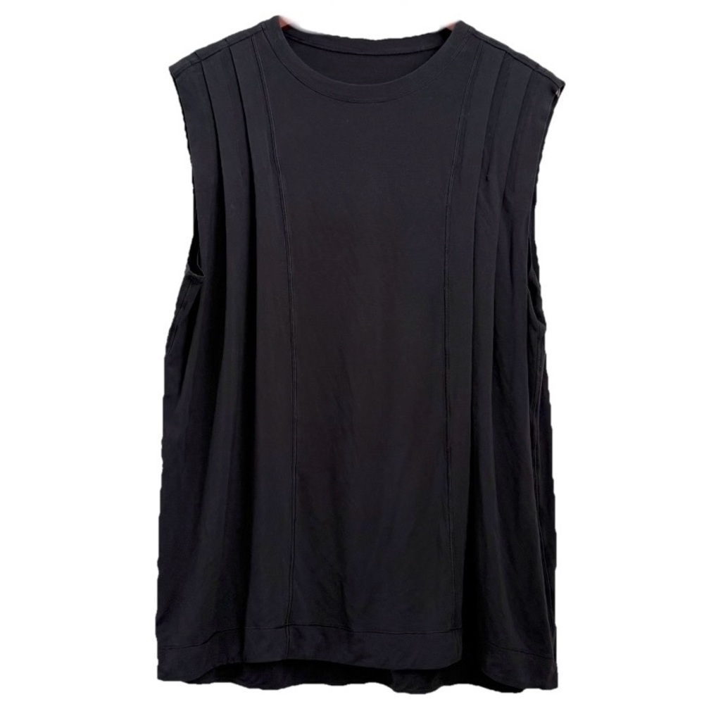 LULULEMON Black Modal Pleated Shoulder Tank Relaxed Oversized Top Size L